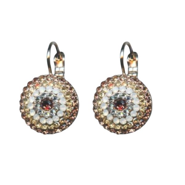 Mariana Earrings Round Beaded Vintage Rose, Lt Topaz, White Opal. Clear & Peach Austrian Crystals Winter 2019 Coll.