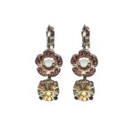 Mariana Earrings Floral Drop Lt Colorado Topaz, Lt Burgundy & White Opal Austrian Crystals Winter 2019 Coll.