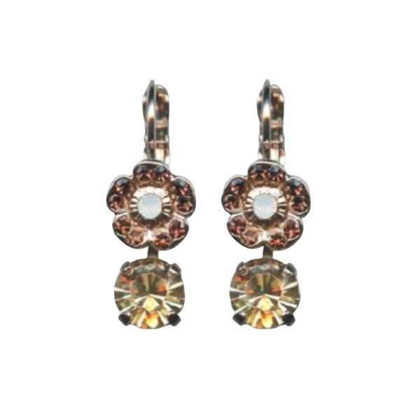 Mariana Earrings Floral Drop Lt Colorado Topaz, Lt Burgundy & White Opal Austrian Crystals Winter 2019 Coll.