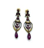 Mariana Earrings Luxurious Dangling Amethyst & Dorado Austrian Crystals My Treasures Coll.