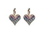 Mariana Earrings Heart Shaped in Lt Rose, Tanzanite & Lt Sapphire Austrian Crystals Winter 2019 Coll.