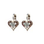 Mariana Earrings Heart Shaped in Burgundy, Clear & White Opal Austrian Crystals Winter 2019 Coll.