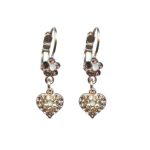 Mariana Earrings Dangling Heart Floral Champagne, Vintage Rose & White Opal Austrian Crystals Winter 2019 Coll. - Image 2