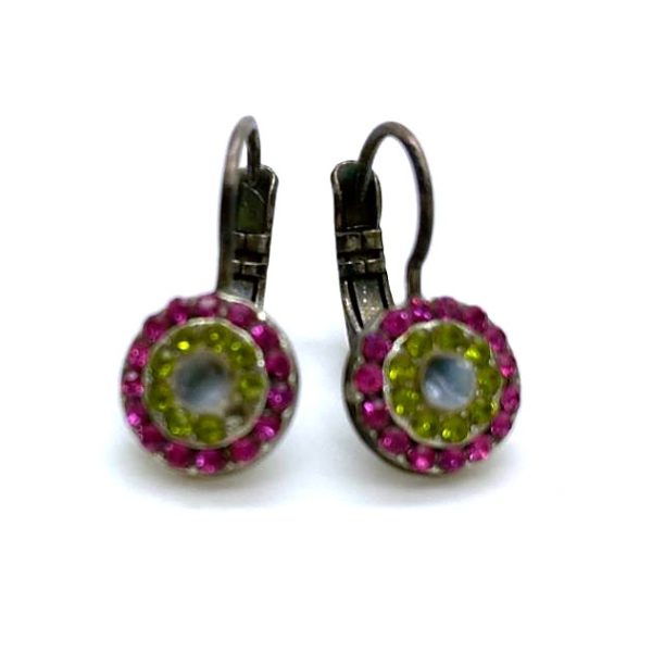 Mariana Earrings Precious Fuchsia, Olivine & White Opal Austrian Crystals Sun Sand Holiday Lights Coll.