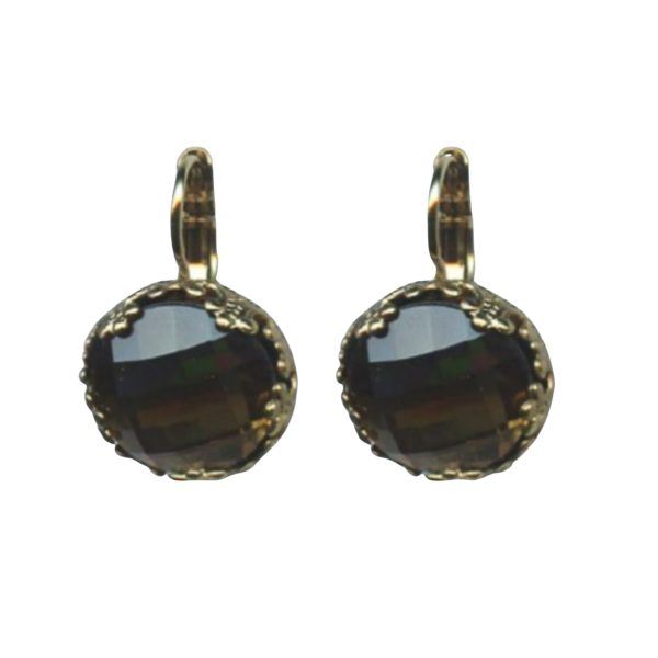 Earrings By Mariana Woman Classic Faceted Smoked Topaz Swarovski Crystals