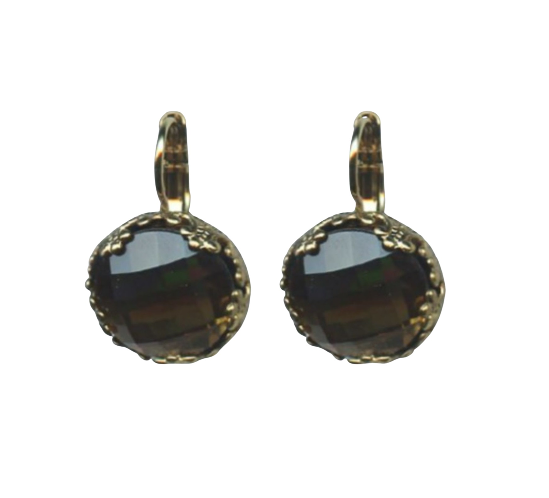 E-1374-221-EG6 (1) Earrings By Mariana Woman Classic Faceted Smoked Topaz Swarovski Crystals - Image 1