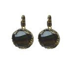 Earrings By Mariana Woman Classic Faceted Smoked Topaz Swarovski Crystals - Image 2