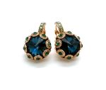 Earrings By Mariana Woman Timeless Emerald and Montana Blue Swarovski Crystals