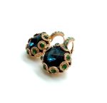 Earrings By Mariana Woman Timeless Emerald and Montana Blue Swarovski Crystals - Image 2