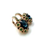 Earrings By Mariana Woman Timeless Emerald and Montana Blue Swarovski Crystals - Image 3