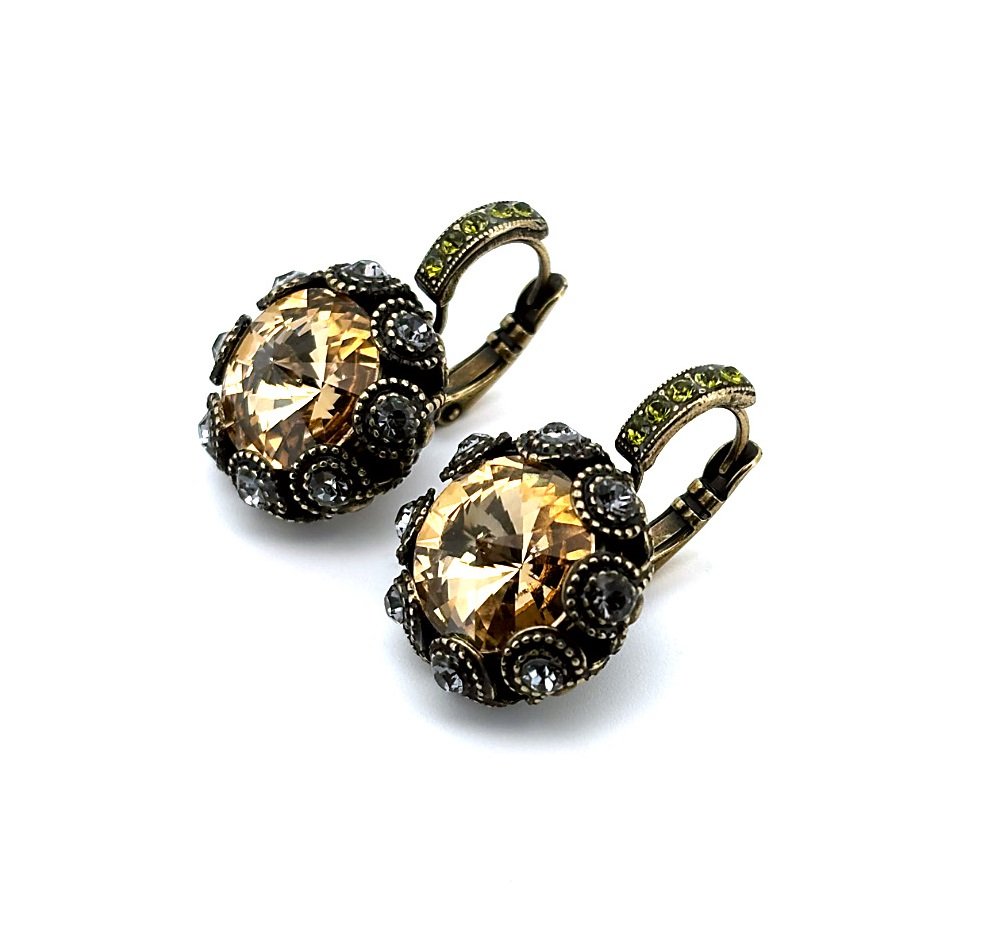 E-1386-901-EG6 (3) Earrings By Mariana Woman Exquisite Golden and Olivine Swarovski Crystals - Image 1