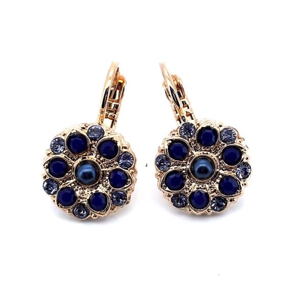 Earrings By Mariana Woman Dainty Floral in Lt Sapphire and Royal Blue Swarovski Crystals