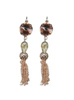 Mariana Earrings Dangling Tassel Lt Burgundy & Jonquil Austrian Crystals Winter 2019 Coll. - Image 3