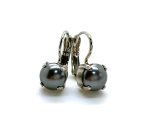 Earrings By Mariana Woman Elegant Dark Grey Pearl Swarovski Crystals Rhodium Plated