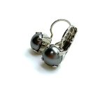 Earrings By Mariana Woman Elegant Dark Grey Pearl Swarovski Crystals Rhodium Plated - Image 2