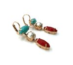 Mariana Earrings Fab Triple Tier Turq, Cream Pearl & Red Austrian Crystals Joy of Life Happiness Coll. - Image 3