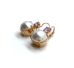 Earrings By Mariana Woman Alluring Pearl and Amethyst Swarovski Crystals - Image 2