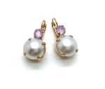 Earrings By Mariana Woman Alluring Pearl and Amethyst Swarovski Crystals