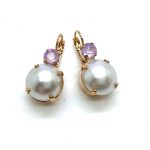 Earrings By Mariana Woman Alluring Pearl and Amethyst Swarovski Crystals