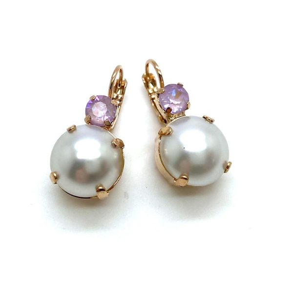 Earrings By Mariana Woman Alluring Pearl and Amethyst Swarovski Crystals