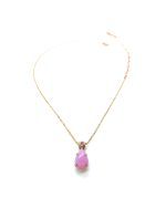 Mariana Necklace Pendant Pear Shape Rhodochrosite Mineral & Lt Rose Austrian Crystals My Treasures Coll. - Image 2