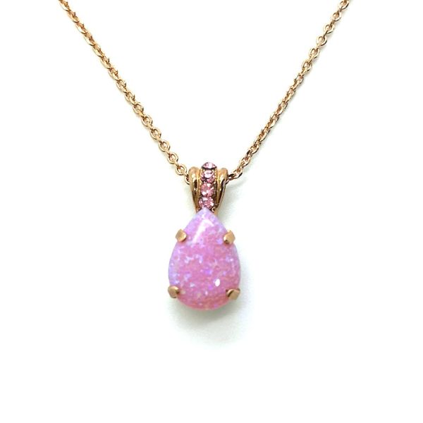 Mariana Necklace Pendant Pear Shape Rhodochrosite Mineral & Lt Rose Austrian Crystals My Treasures Coll.