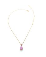 Mariana Necklace Pendant Pear Shape Rhodochrosite Mineral & Lt Rose Austrian Crystals My Treasures Coll. - Image 3