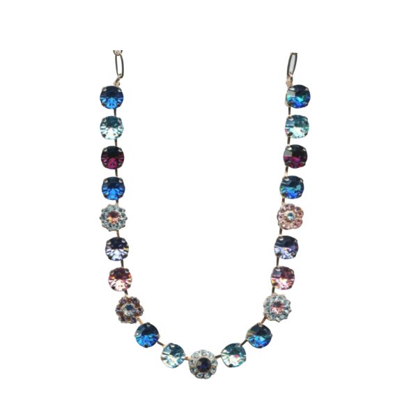 Mariana Necklace Beaded Blues, Burgundy & Peach Austrian Crystals Winter 2019 Coll.