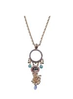 Mariana Necklace Pendant Dream Catcher Tanzanite, Lt Rose, Pacific Opal & Peach Austrian Crystals Winter 2019 Coll.