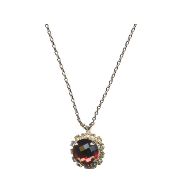 Mariana Necklace Pendant Floral Faceted Burgundy & Champagne Austrian Crystals Winter 2019 Coll.