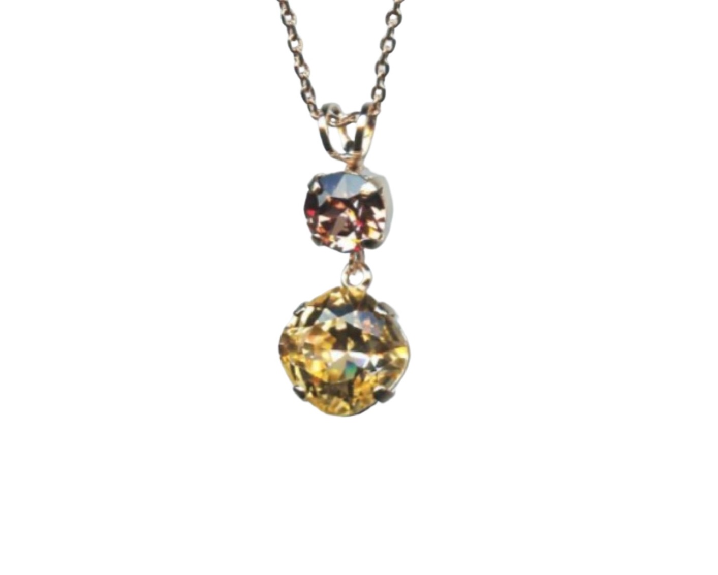 N-5326-0-146-RG (1) Necklace Pendant By Mariana Two Tier Peach and Topaz Swarovski Crystals - Image 1
