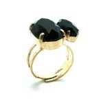 Mariana Ring Jet Black Oval & Marquise Shape Austrian Crystals My Treasures Coll. Rose Gold - Image 3