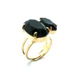 Mariana Ring Jet Black Oval & Marquise Shape Austrian Crystals My Treasures Coll. Rose Gold - Image 2