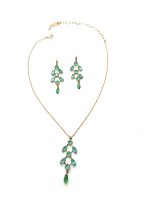 Mariana Jewelry Set Necklace & Earrings Fern Shaped Emerald & Fern Green Austrian Crystals My Treasures Coll. - Image 2