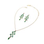 Mariana Jewelry Set Necklace & Earrings Fern Shaped Emerald & Fern Green Austrian Crystals My Treasures Coll.