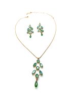 Mariana Jewelry Set Necklace & Earrings Fern Shaped Emerald & Fern Green Austrian Crystals My Treasures Coll. - Image 3