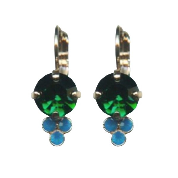 Mariana Earrings Classy Emerald and Caribbean Blue Opal Austrian Crystals Selene Odyssey 2018 Coll.