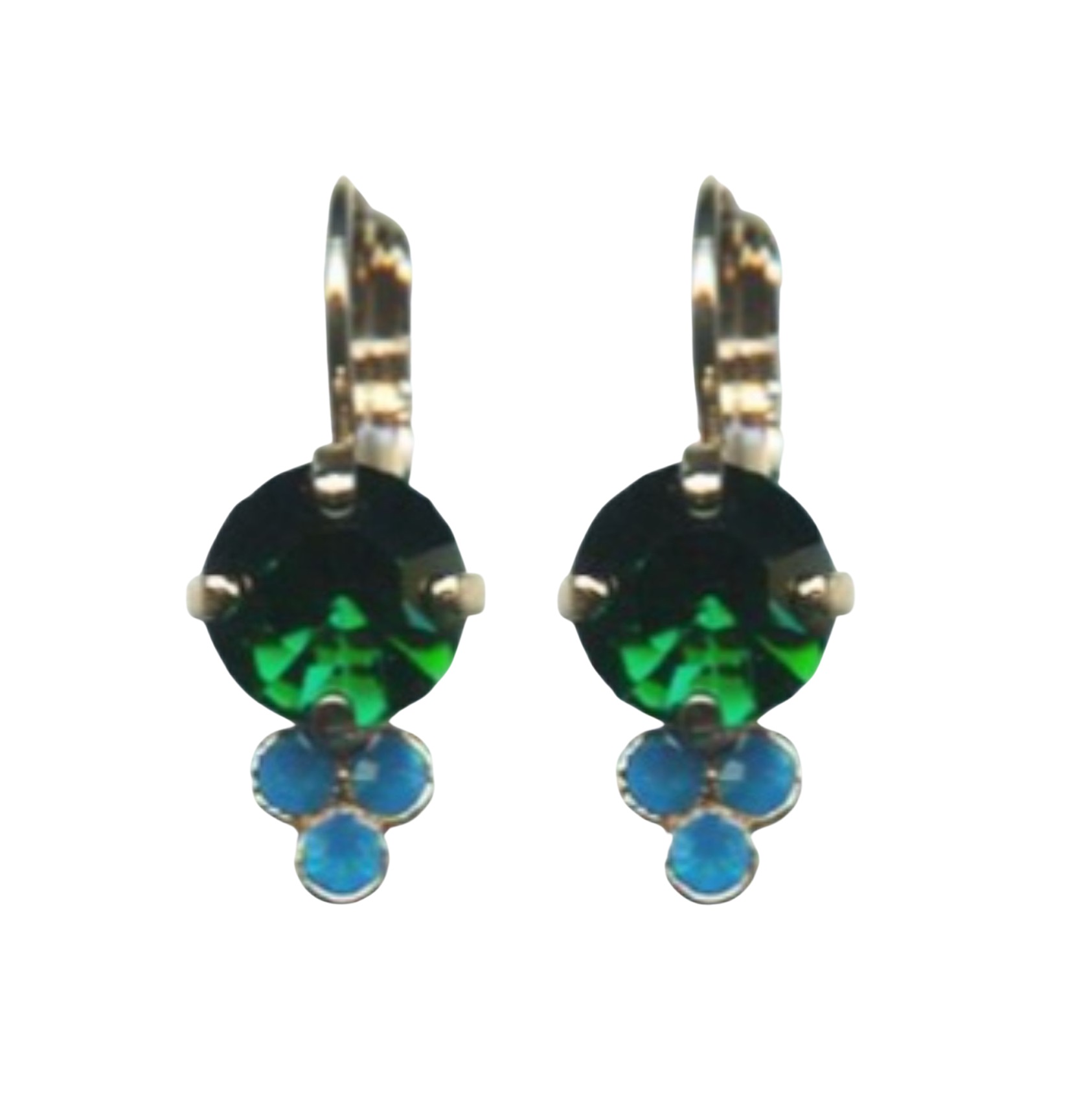 E-1010-1086-RG6 (1) Mariana Earrings Classy Emerald and Caribbean Blue Opal Austrian Crystals Selene Odyssey 2018 Coll. - Image 1