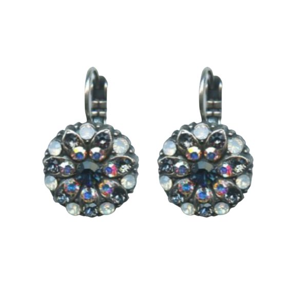 Mariana Earrings Lovely Floral in Montana Blue, White Opal & AB Austrian Crystals Mood Indigo Odyssey 2018 Coll.
