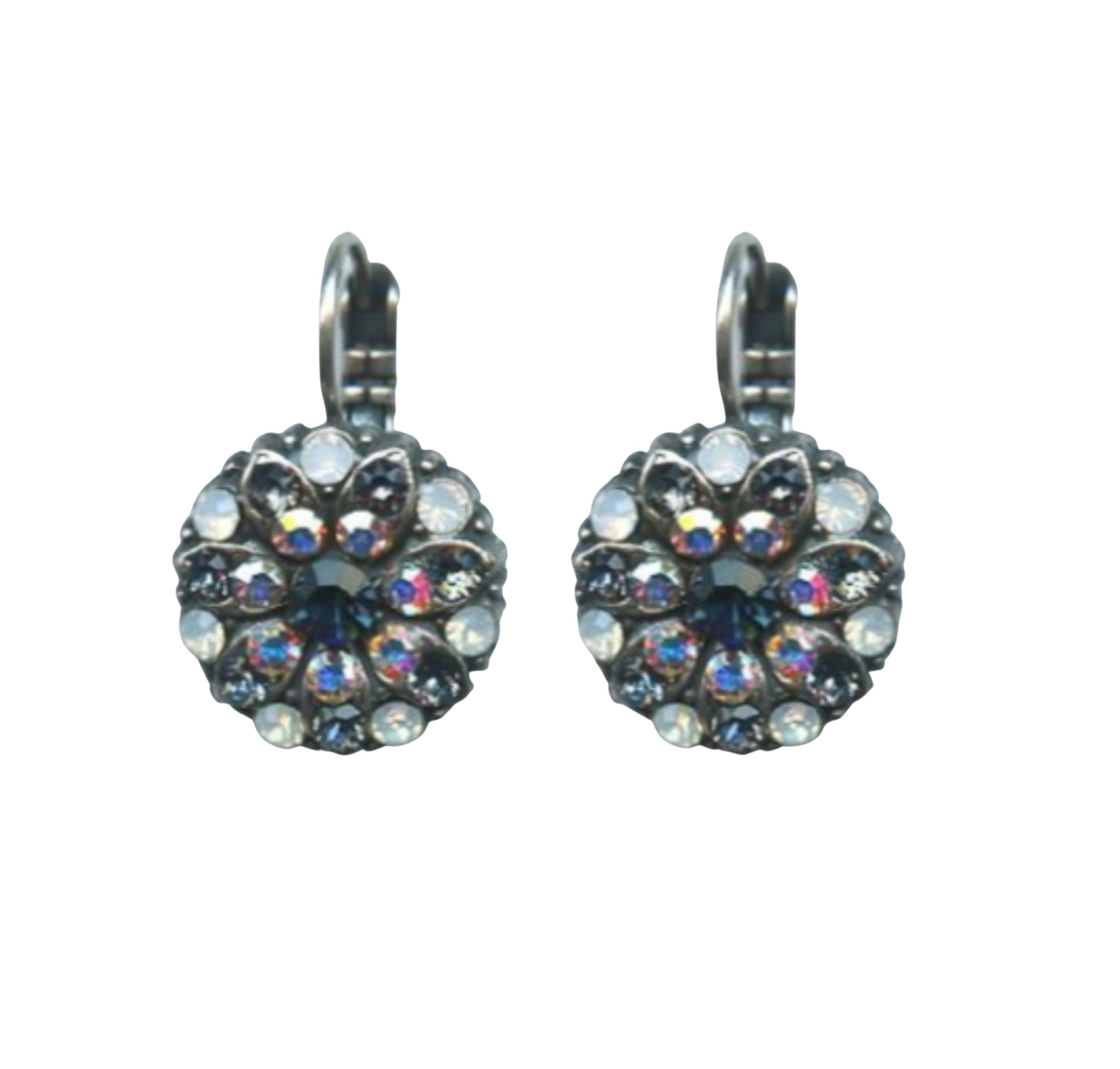 E-1029-1069-SP6 (1) Mariana Earrings Lovely Floral in Montana Blue, White Opal & AB Austrian Crystals Mood Indigo Odyssey 2018 Coll. - Image 1