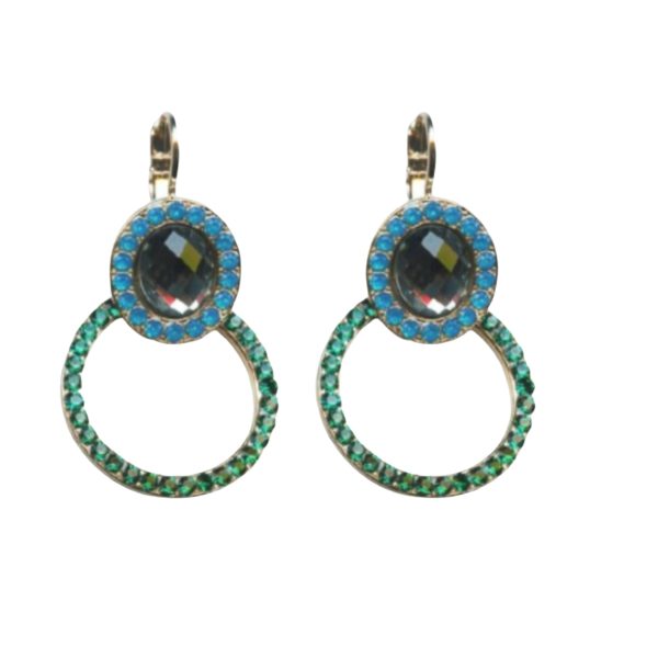 Mariana Earrings Fashionable Blk Diamond, Emerald & Caribbean Blue Opal Austrian Crystals Odyssey 2018 Coll.