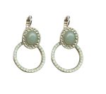 Earrings By Mariana Woman Fab Green Aventurine Mineral and White Opal Swarovski Crystals - Image 3
