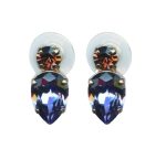Mariana Earrings Pear Shaped Tanzanite & Smoked Topaz Austrian Crystals Penelope Odyssey 2018 Coll. - Image 2