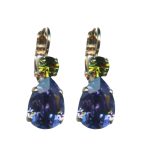 Mariana Earrings Sophisticated Tanzanite & Olivine Austrian Crystals Penelope Odyssey 2018 Coll. - Image 2