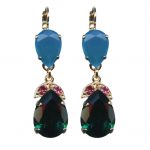 Earrings By Mariana Woman Elegant Caribbean Blue Opal and Emerald Swarovski Crystals