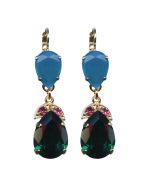 Earrings By Mariana Woman Elegant Caribbean Blue Opal and Emerald Swarovski Crystals - Image 2