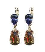 Mariana Earrings Elegant Tanzanite, Smoked Topaz & Rose Austrian Crystals Penelope Odyssey 2018 Coll.