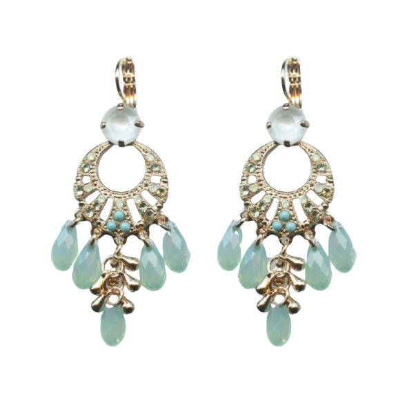 Mariana Earrings Boho Gypsy Pacific Opal, Chrysolite, White Opal & Turq Austrian Crystals Athena Odyssey 2018 Coll.