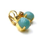 Mariana Earrings Round Amazonite Mineral & Lt Peach Austrian Crystals My Treasures Coll. Yellow Gold - Image 3