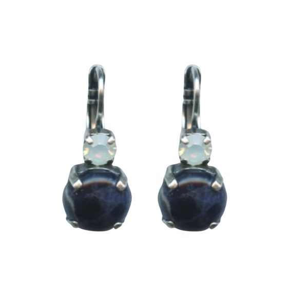 Mariana Earrings Dainty Lapis Lazuli Mineral & White Opal Austrian Crystals Mood Indigo Odyssey 2018 Coll.